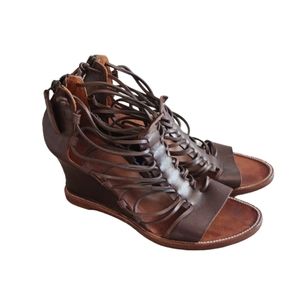 Buttero Strappy Leather Semi Wedge Sandals